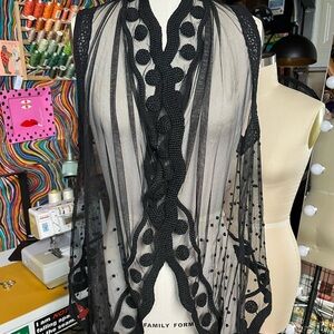 Black embroidered mesh Opening Ceremony vest